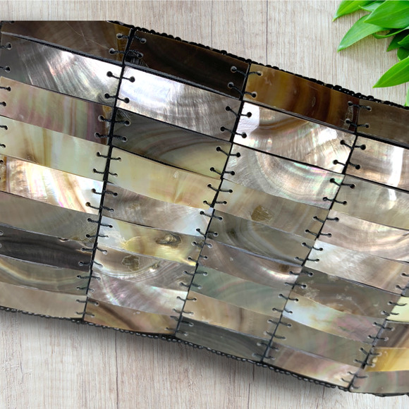 Vintage Y2K Mod by Design Mother of Pearl Mosaic Tiled Wristlet Pouch Fairycore - Picture 2 of 6